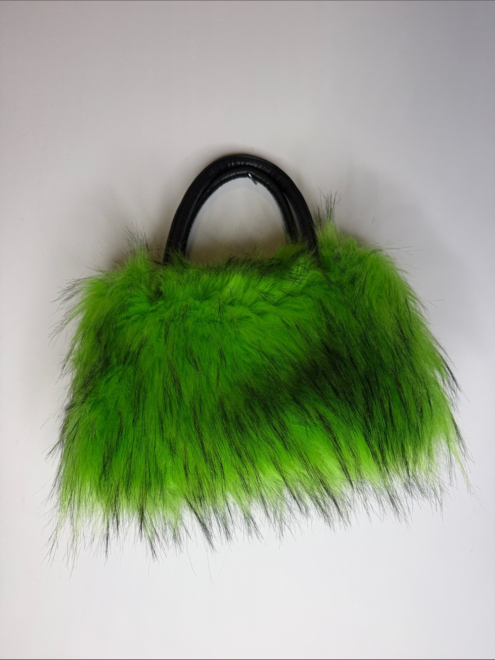 Grinch Style Christmas Green Black Faux Fur Bag Holiday Office Party Purse Bag - Picture 4 of 6